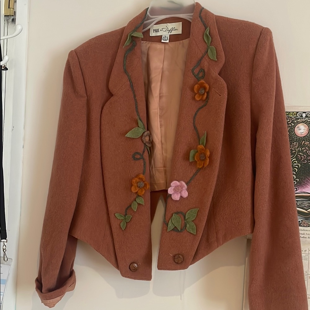 Vintage Paul et Duffier Pink Felted Flower Blazer